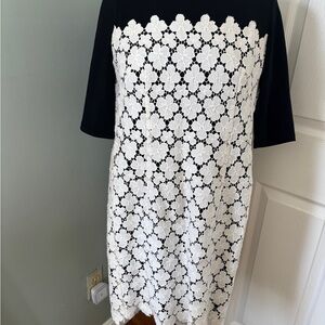Black & White Lace Shift Dress - Women